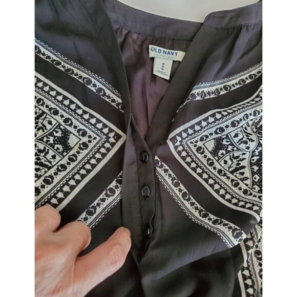 Old Navy Flowy Black & White Sleeveless V-Neck Maxi Dress w Elastic Waist Size M - Picture 6 of 10